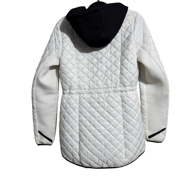Michael Kors White & Black Trim Quilted Nylon jacket with Hood & Pockets Medium - Picture 2 of 9